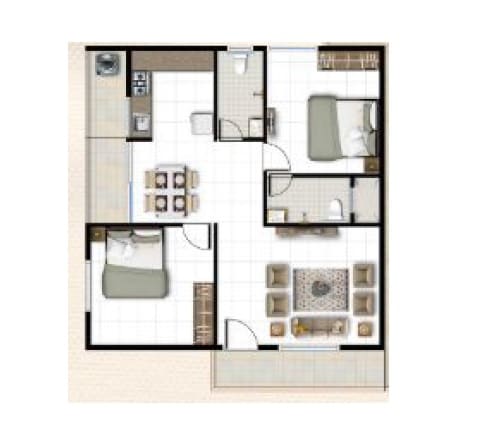 2 BHK 1110 Sq. Ft. Apartment