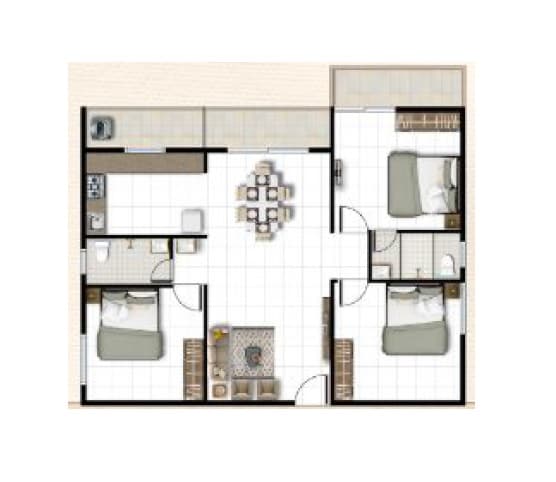 3 BHK 1490 Sq. Ft. Apartment