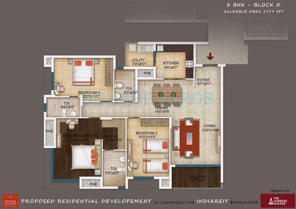3 BHK 1779 Sq. Ft. Apartment in The Address Maker The Five Summits