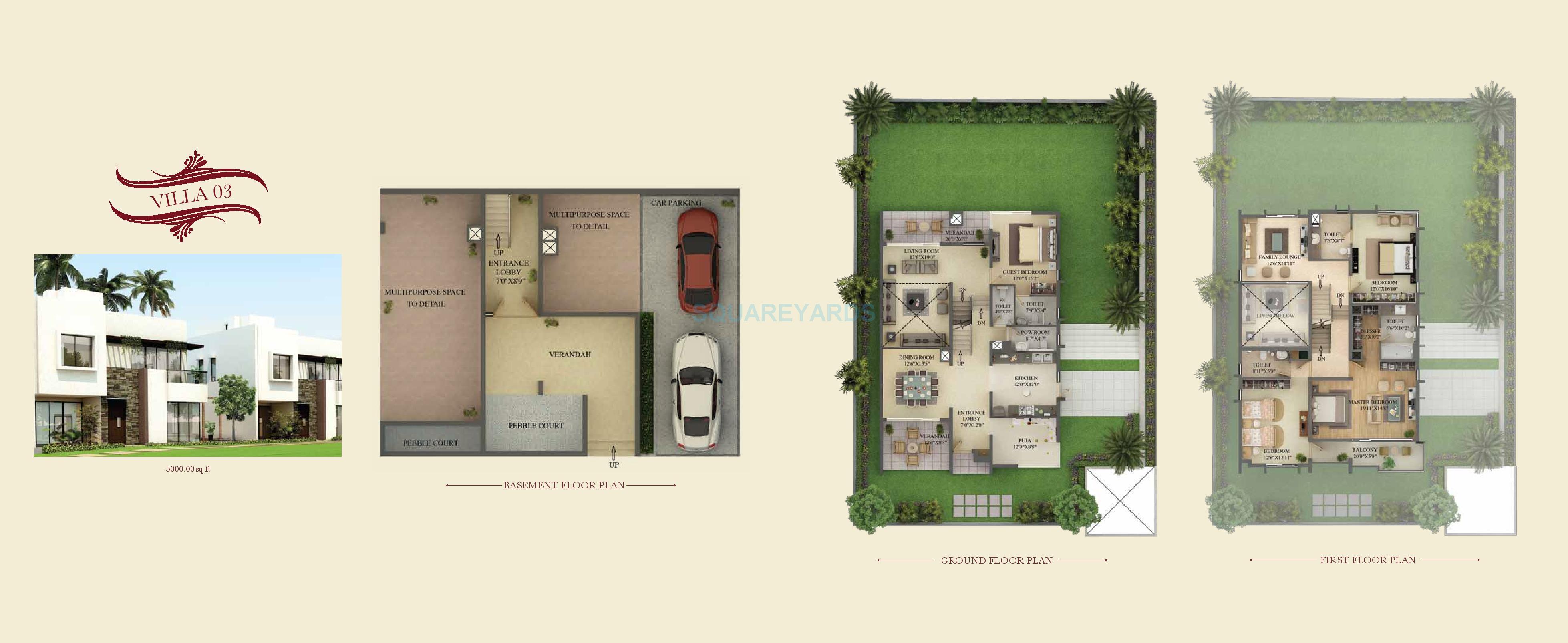 Floor plan of 4 BHK 5000 Sq. Ft. Villa in The Address Maker The Gran Carmen Address, Bangalore