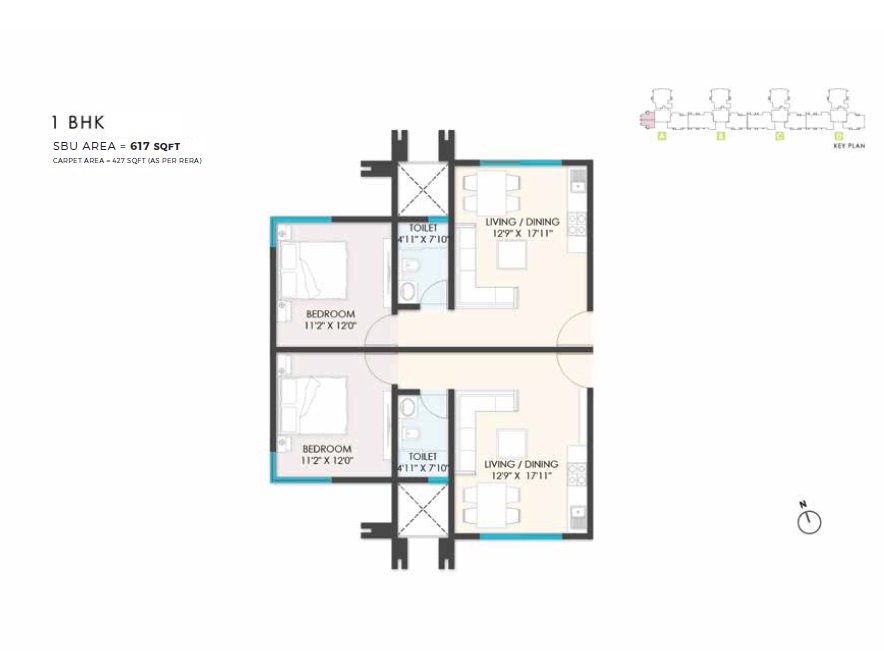 1 BHK 617 Sq. Ft. Apartment in The Advantage Raheja Pebble Bay