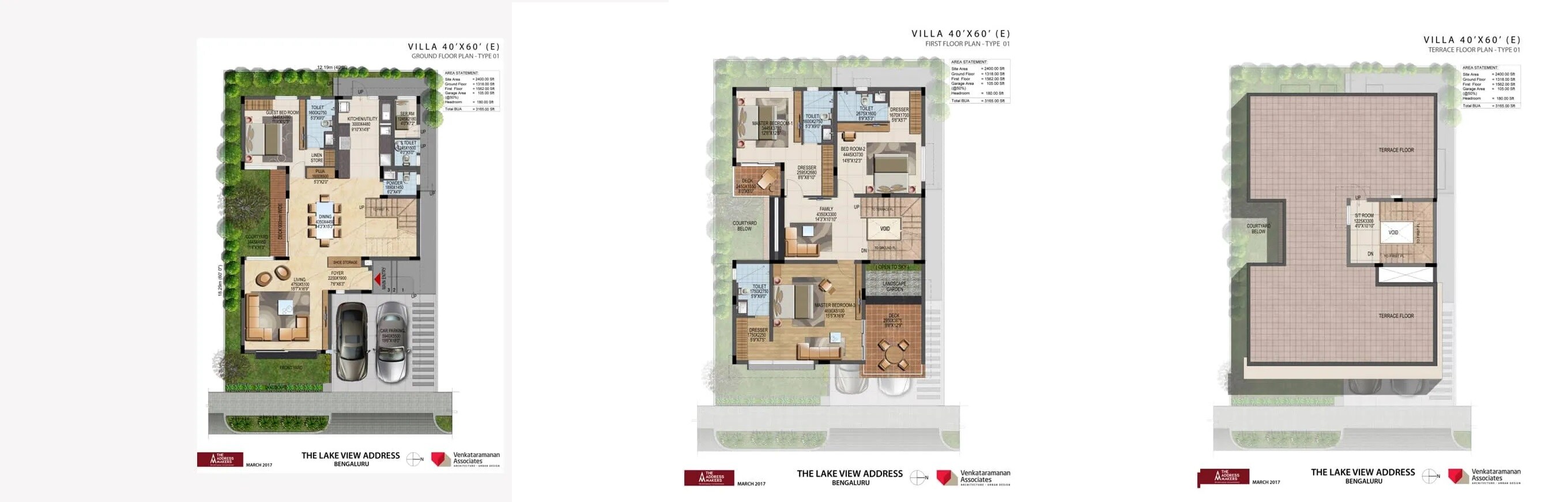 Floor plan of 4 BHK 3144 Sq. Ft. Villa in The Lake View Address, Bangalore