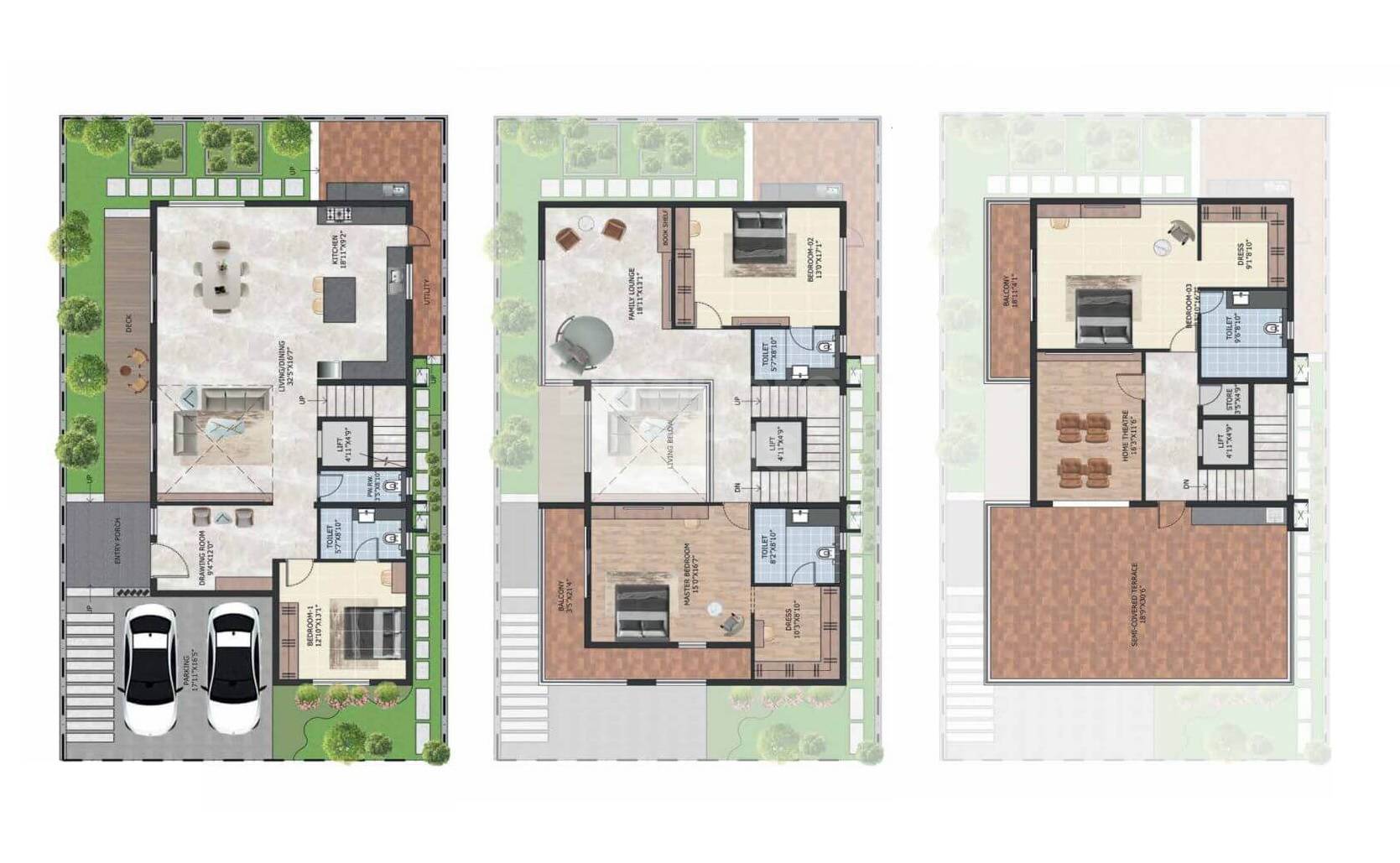 Floor plan of 4 BHK 4200 Sq. Ft. Villa in The Midsummer Rain, Bangalore