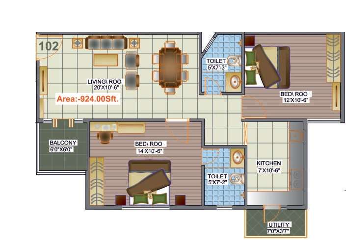 2 BHK 924 Sq. Ft. Apartment in Time & Space Infinity