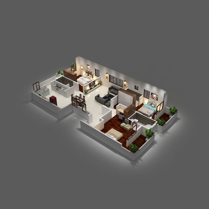 Floor plan of 3 BHK 1705 Sq. Ft. Apartment in Tirumala RK Paramount, Bangalore