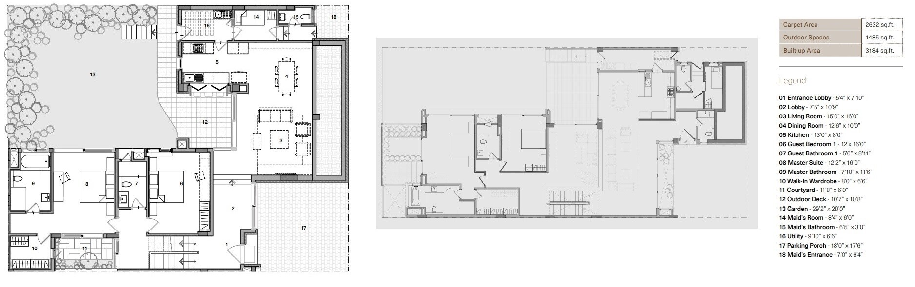 Floor plan of 4 BHK 3184 Sq. Ft. Villa in Total Environment After The Rain, Bangalore