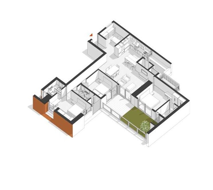 Floor plan of 3 BHK 2628 Sq. Ft. Apartment in Total Environment Down By The Water, Bangalore