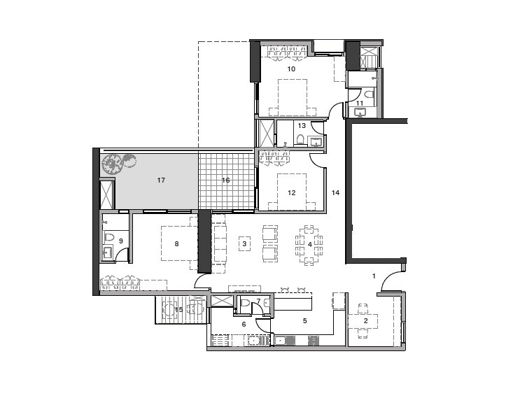Floor plan of 3 BHK 2628 Sq. Ft. Apartment in Total Environment In That Quiet Earth, Bangalore