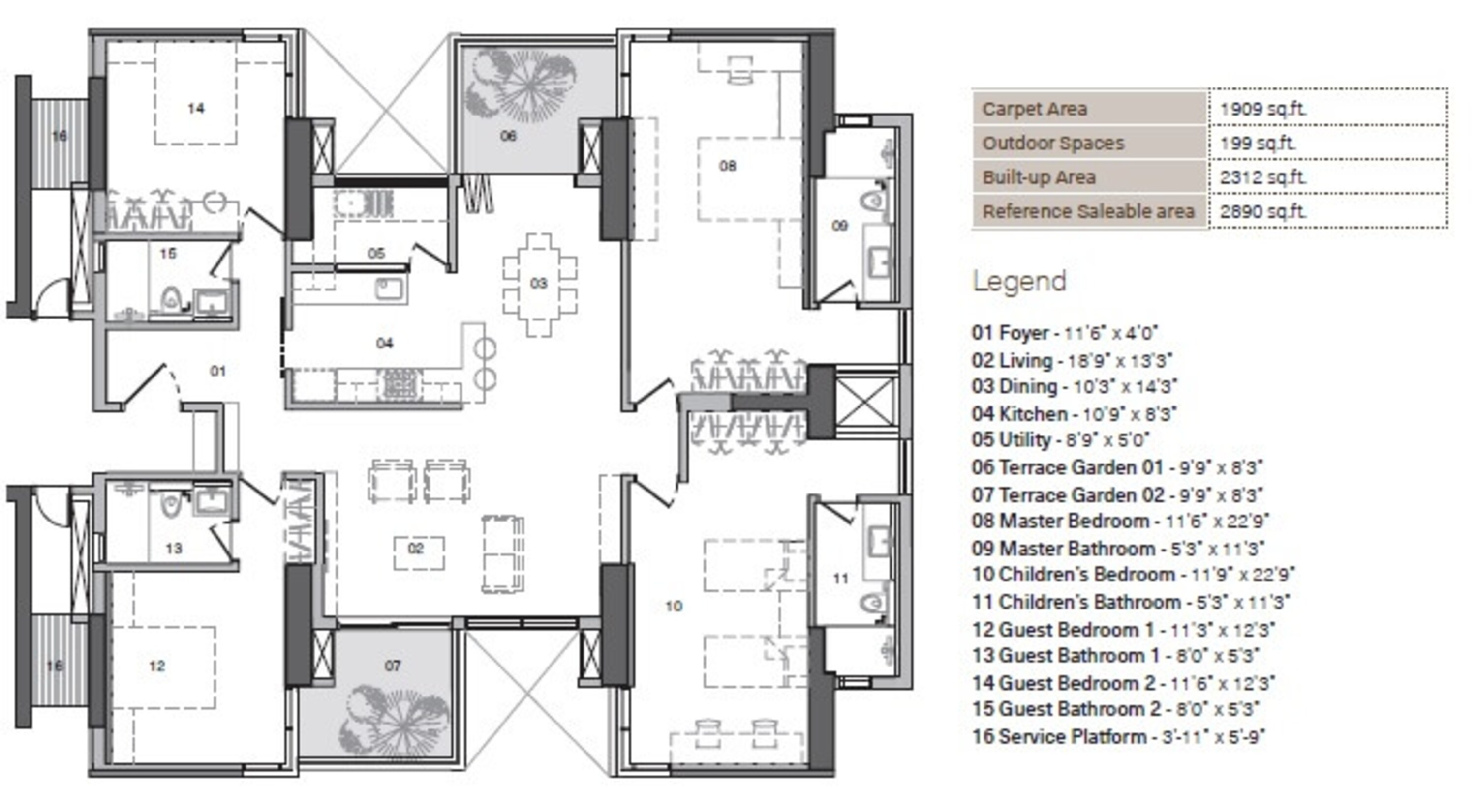 total environment in that quiet earth apartment 4bhk 1909sqft 1