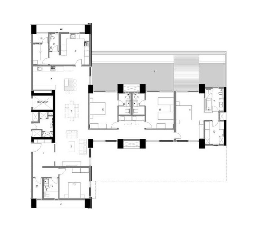 Floor plan of 4 BHK 5249 Sq. Ft. Apartment in Total Environment Learning To Fly, Bangalore