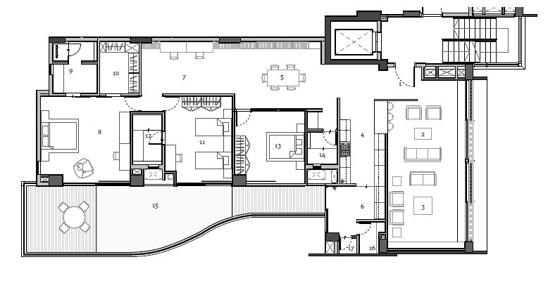 Floor plan of 3 BHK 3116 Sq. Ft. Apartment in Total Environment Lost In The Greens, Bangalore