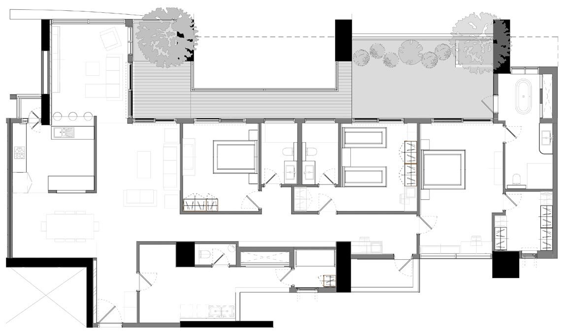 Floor plan of 3 BHK 4100 Sq. Ft. Apartment in Total Environment Pursuit of a Radical Rhapsody, Bangalore