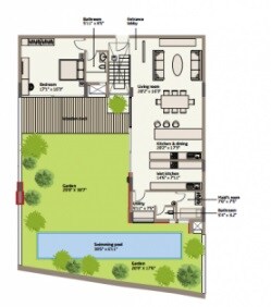 Floor plan of 3 BHK 4000 Sq. Ft. Apartment in Total Environment Van Goghs Garden, Bangalore