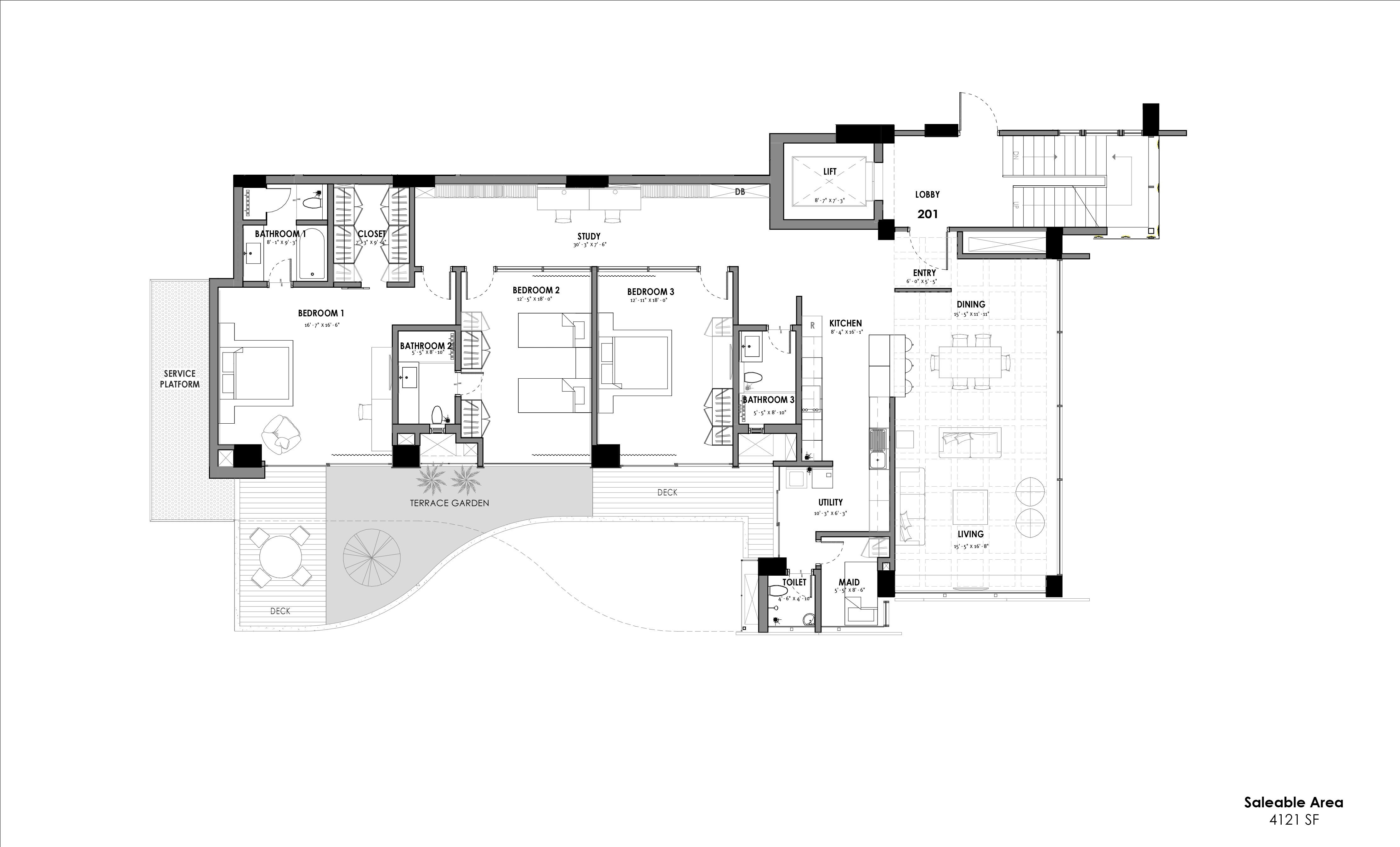 Floor plan of 3 BHK 4121 Sq. Ft. Apartment in Total Lost In The Greens, Bangalore