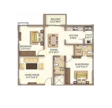  2 BHK Apartment at Trendsquare Ortus Apartment, Hebbal – for Rent