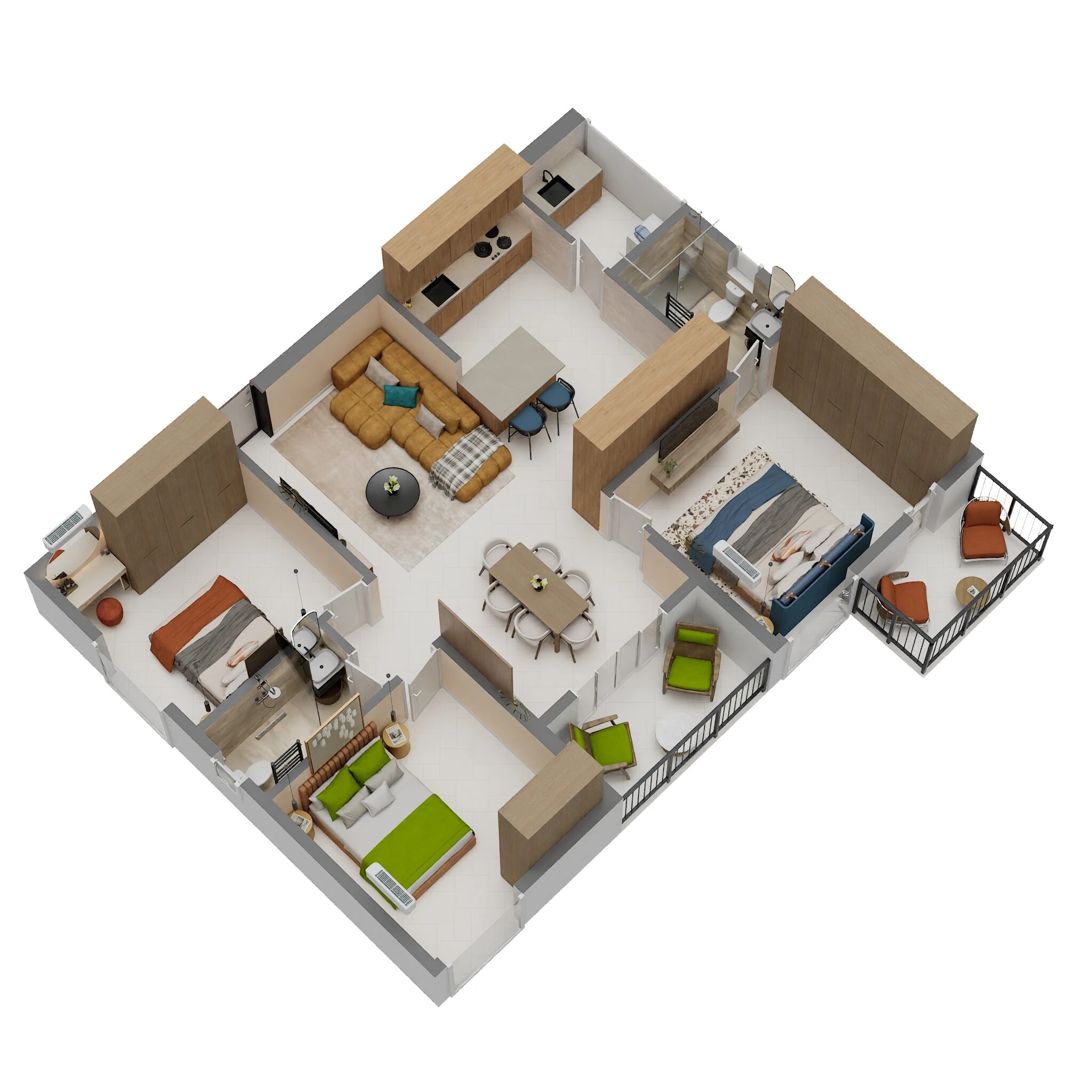 Floor plan of 3 BHK 1465 Sq. Ft. Apartment in Trendsquares Synergy, Bangalore