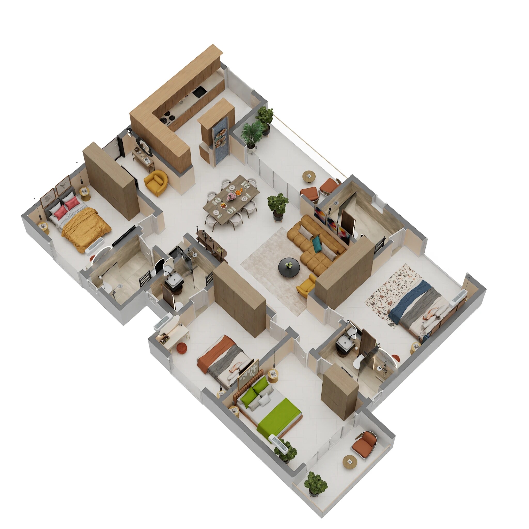 Floor plan of 4 BHK 2240 Sq. Ft. Apartment in Trendsquares World Of Gardens, Bangalore