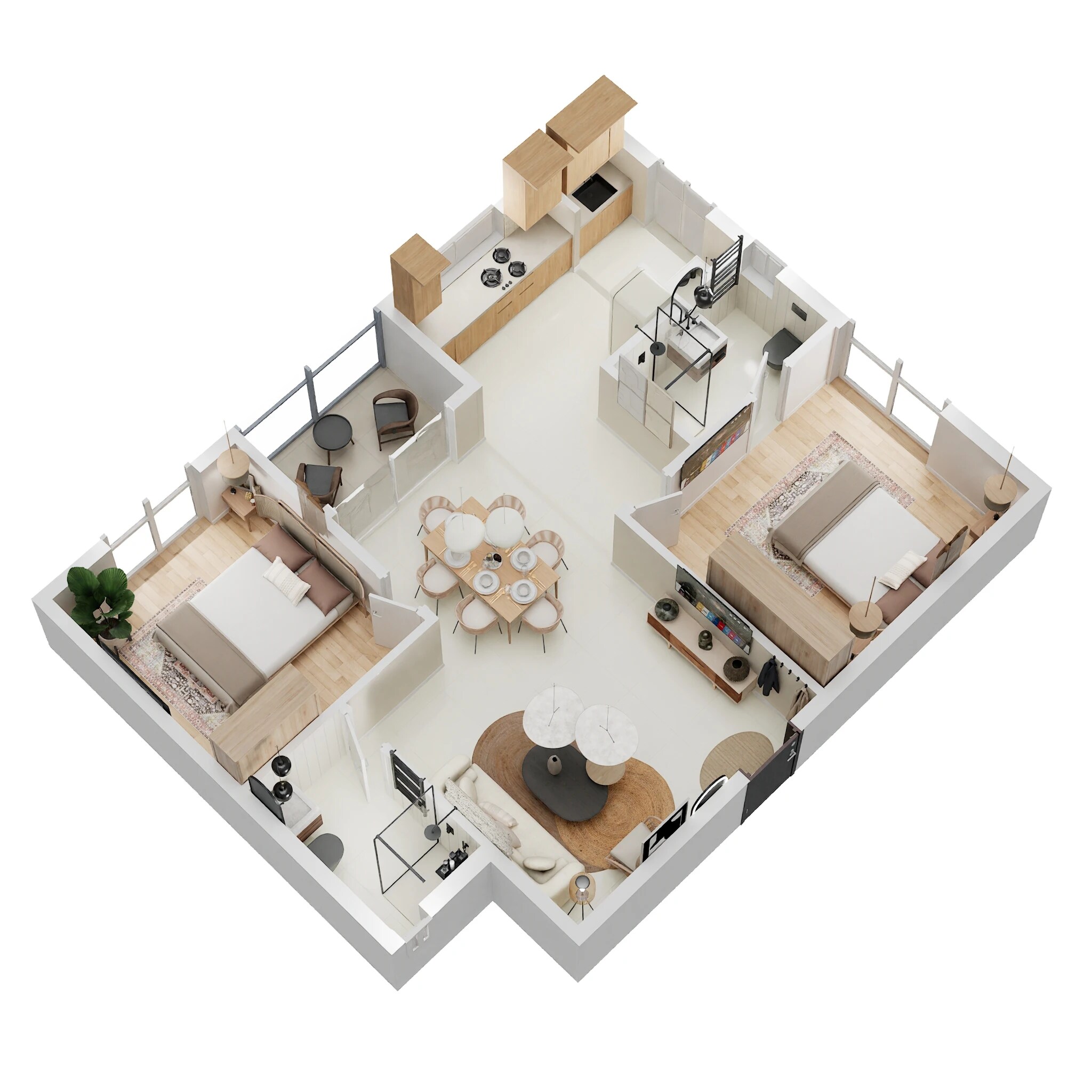 Floor plan of 2 BHK 1085 Sq. Ft. Apartment in Trifecta Vanto, Bangalore