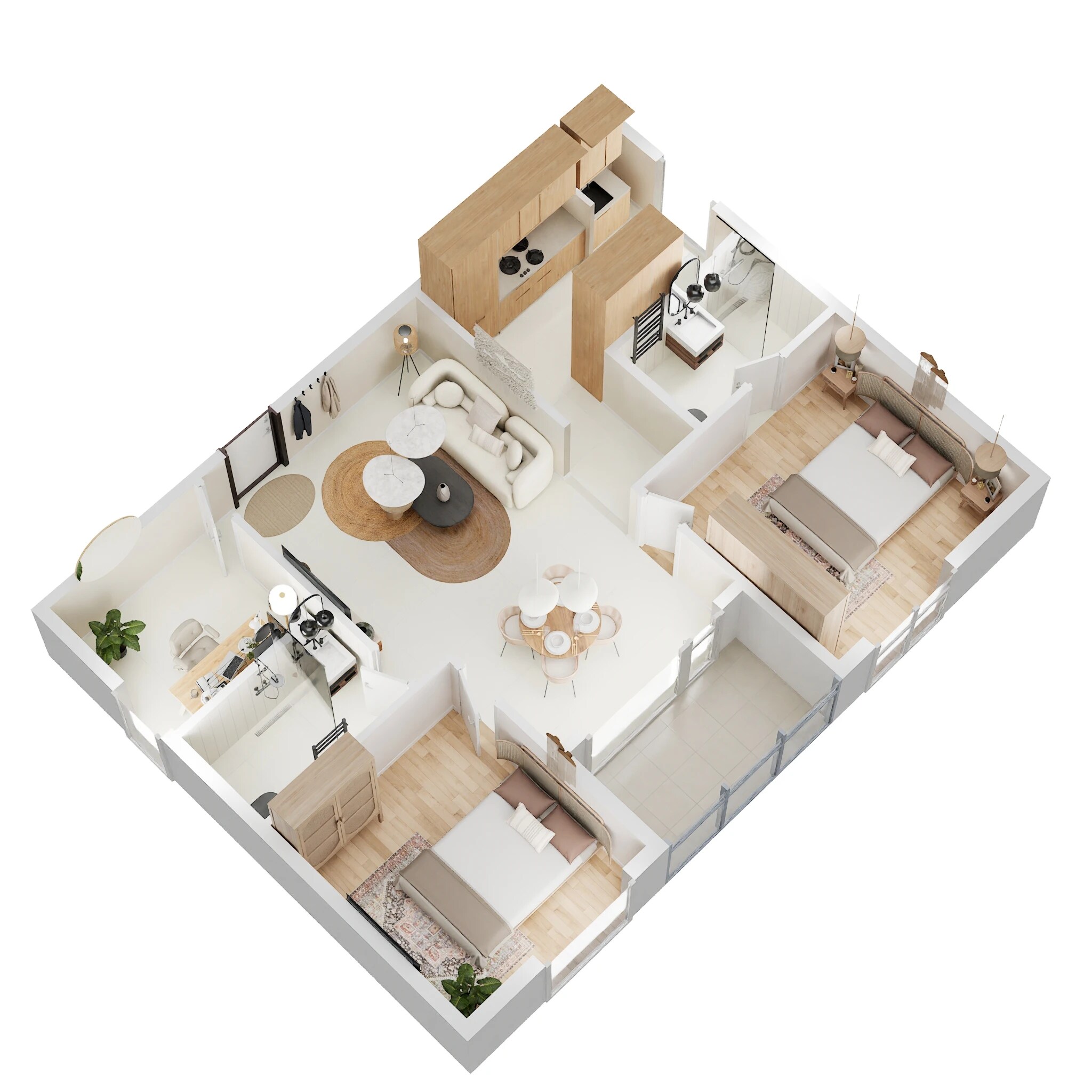 Floor plan of 2 BHK 1165 Sq. Ft. Apartment in Trifecta Vanto, Bangalore