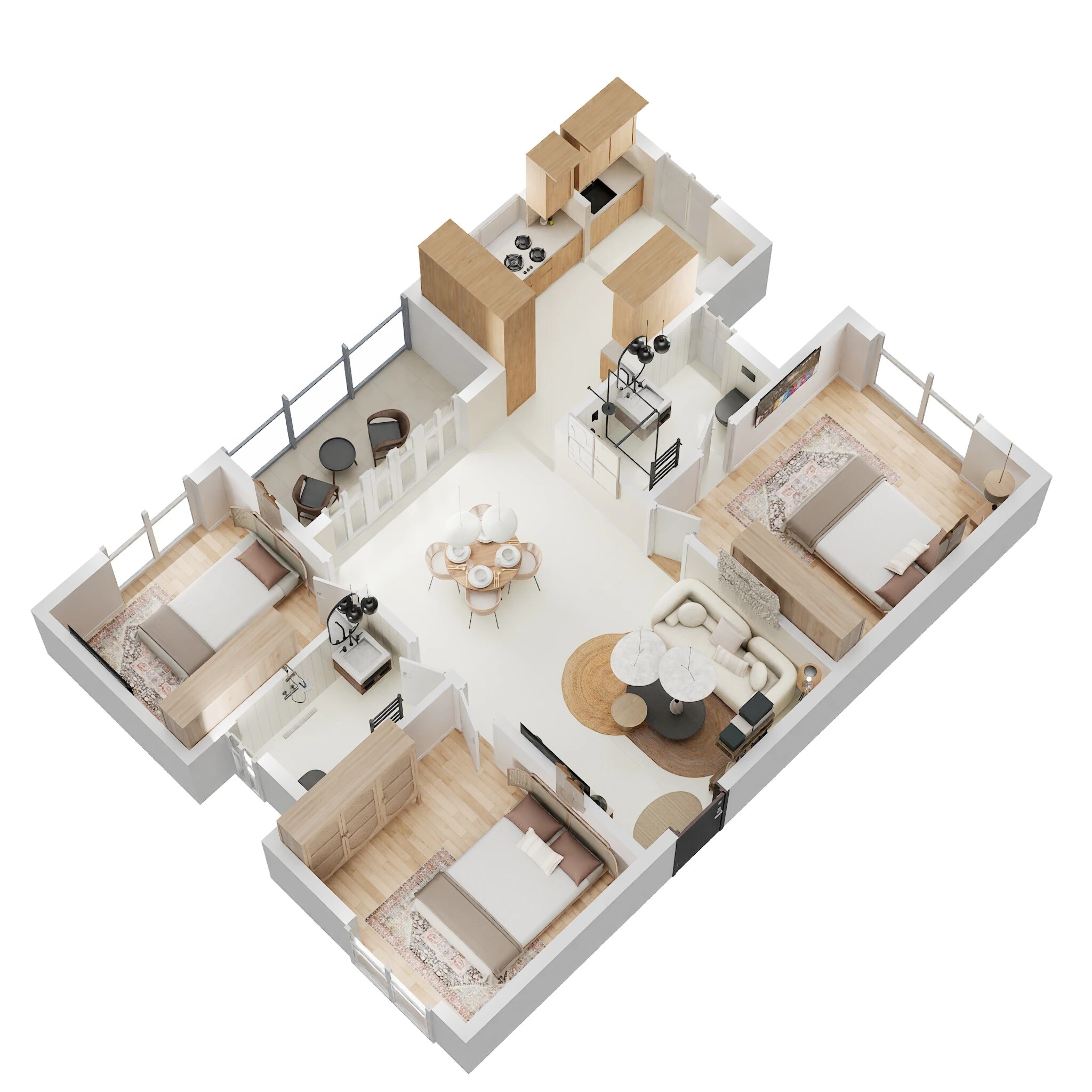 Floor plan of 2 BHK 1230 Sq. Ft. Apartment in Trifecta Vanto, Bangalore