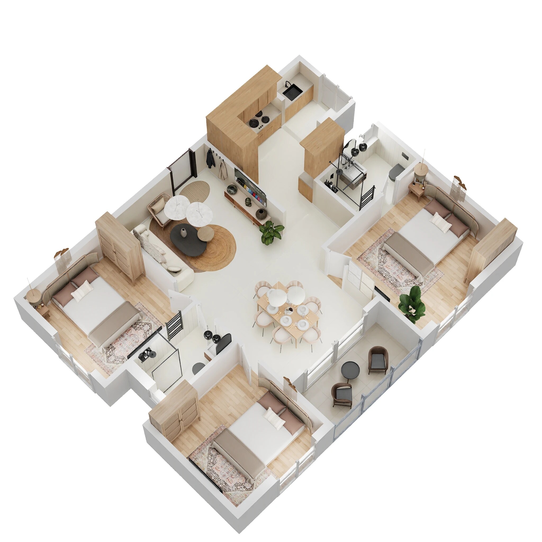 Floor plan of 3 BHK 1340 Sq. Ft. Apartment in Trifecta Vanto, Bangalore