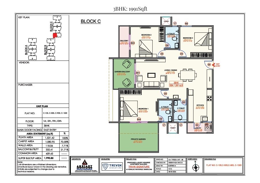 3 BHK 1991 Sq. Ft. Apartment