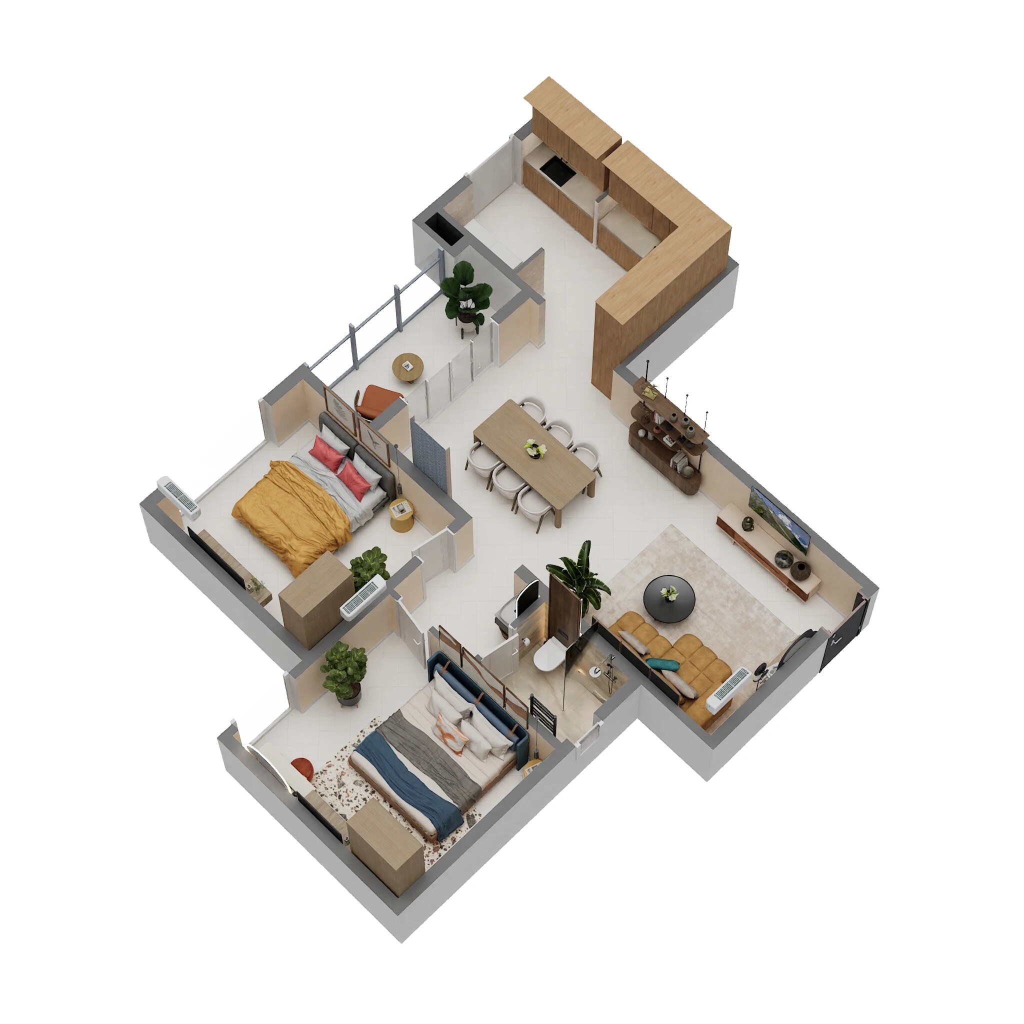 Floor plan of 2 BHK 1174 Sq. Ft. Apartment in TVS Emerald Altura, Bangalore