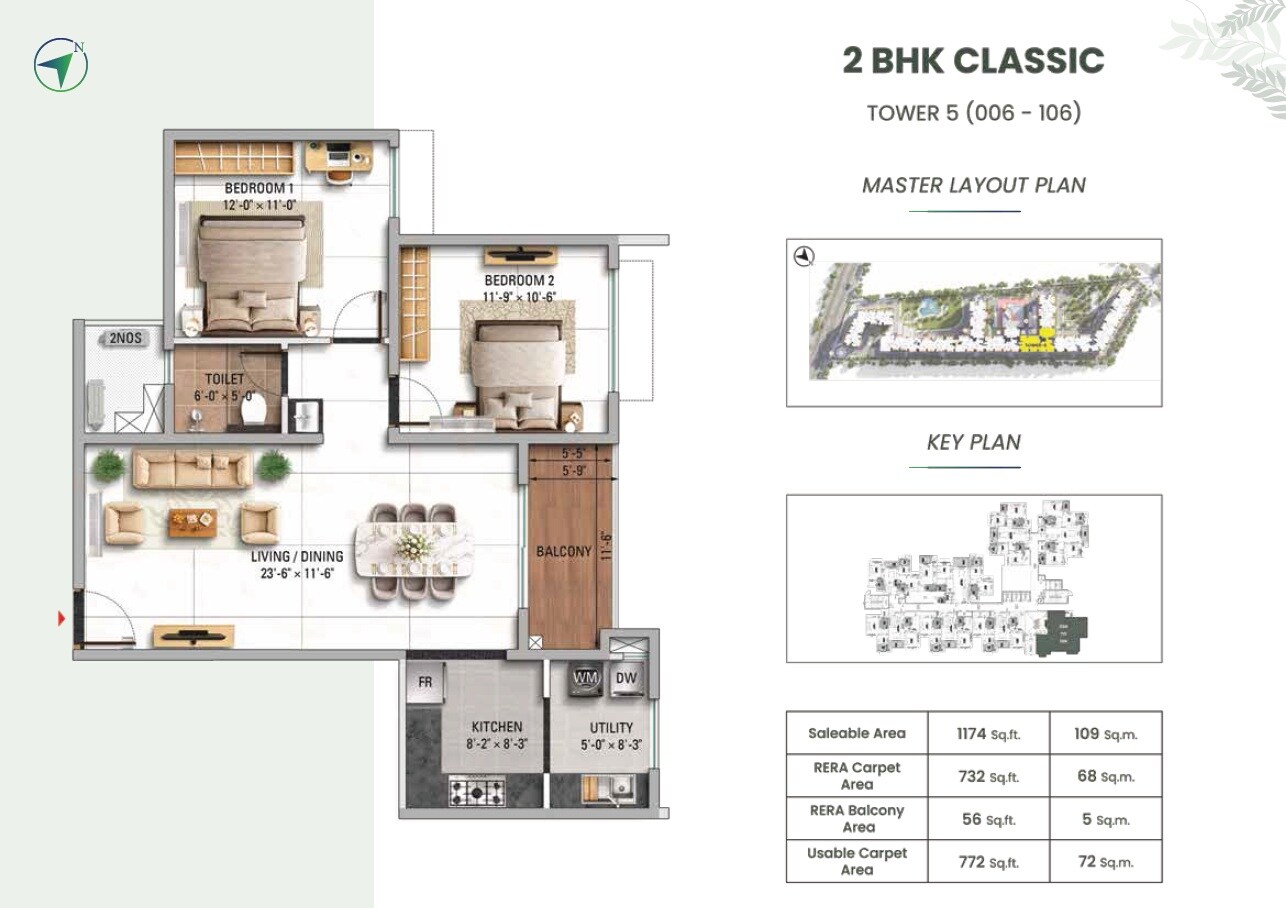 2 BHK 1174 Sq. Ft. Apartment