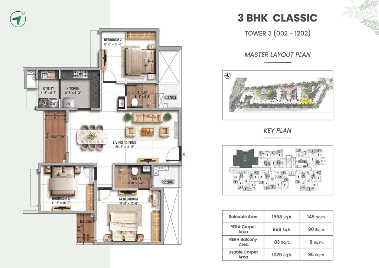 3 BHK 1558 Sq. Ft. Apartment