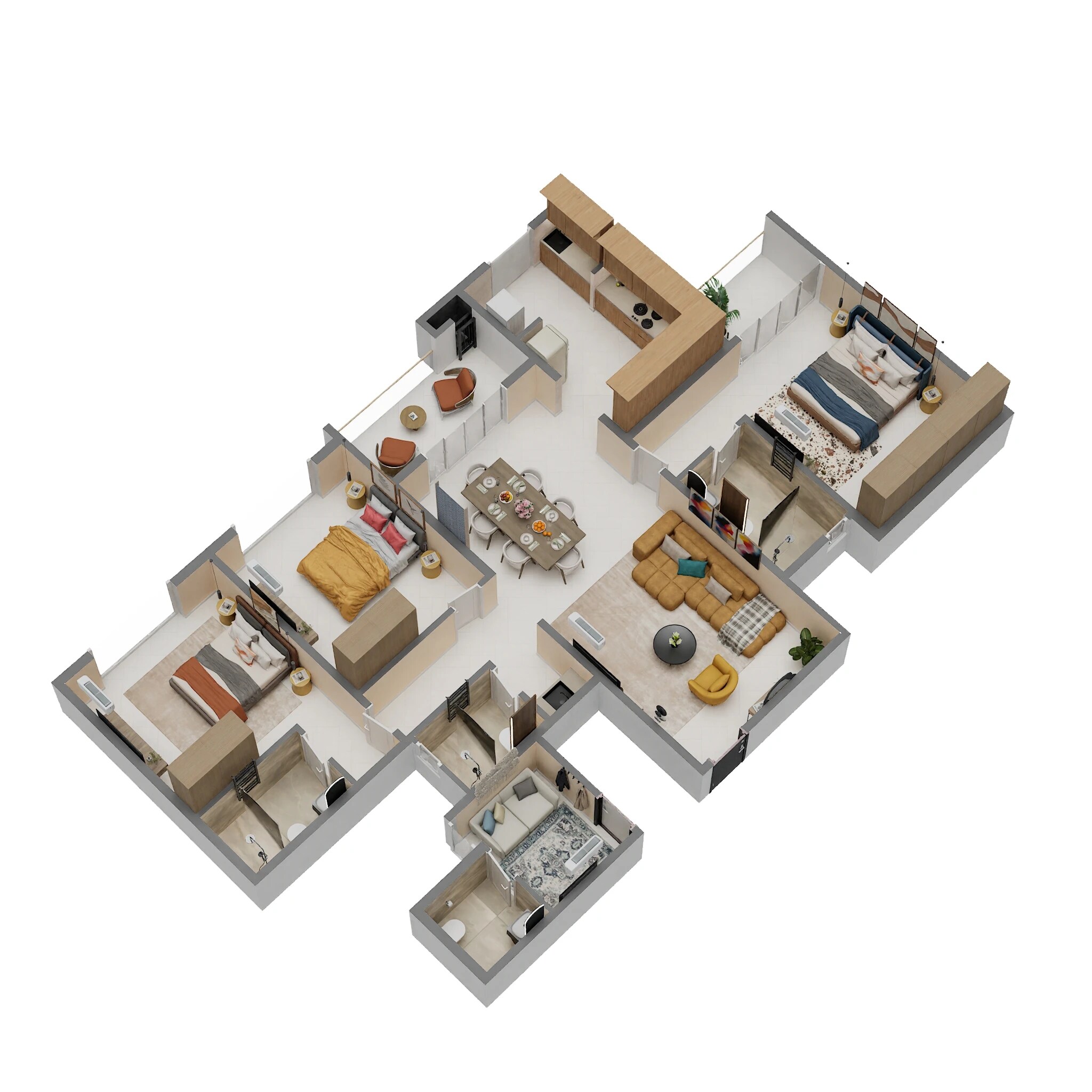 Floor plan of 3 BHK 2123 Sq. Ft. Apartment in TVS Emerald Altura, Bangalore