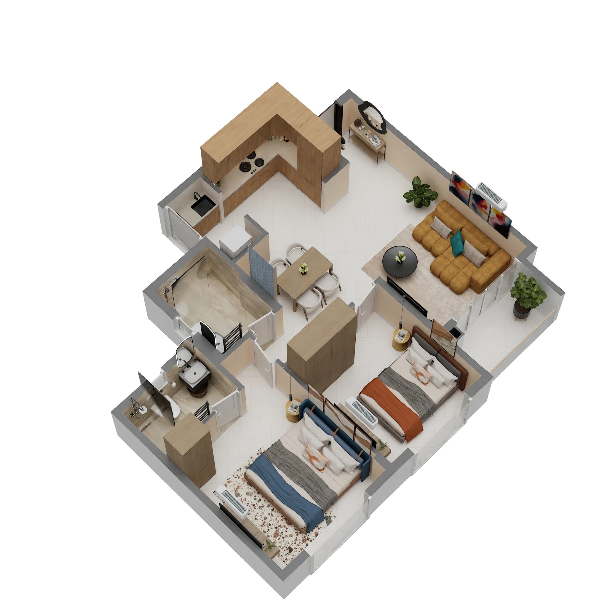 2 BHK 965 Sq. Ft. Apartment