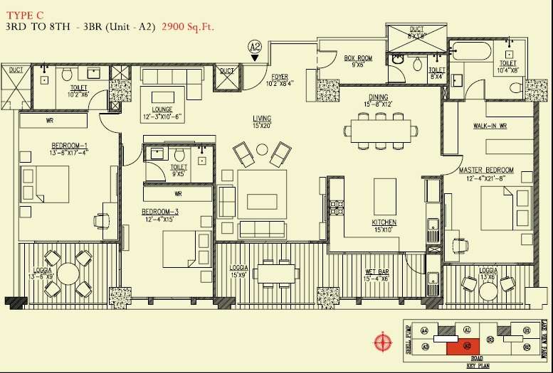 3 BHK 2900 Sq. Ft. Apartment in UKN Miraya Rose