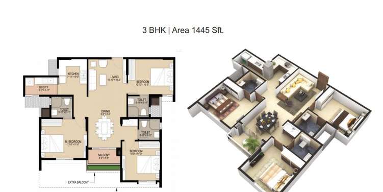 unicon north brooks 46 apartment 3bhk 1445sqft141