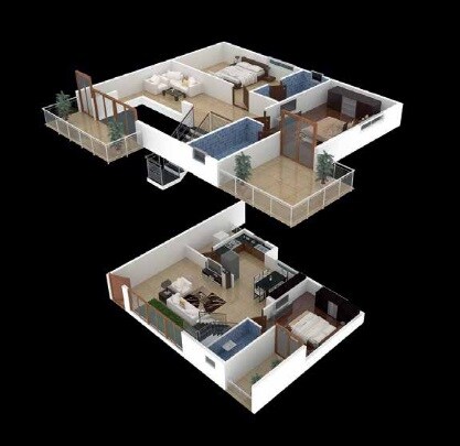 Floor plan of 3 BHK 1522 Sq. Ft. Villa in Unique Feronia, Bangalore
