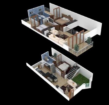 Floor plan of 3 BHK 2556 Sq. Ft. Villa in Unique Feronia, Bangalore