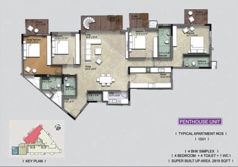 4 BHK 2819 Sq. Ft. Penthouse