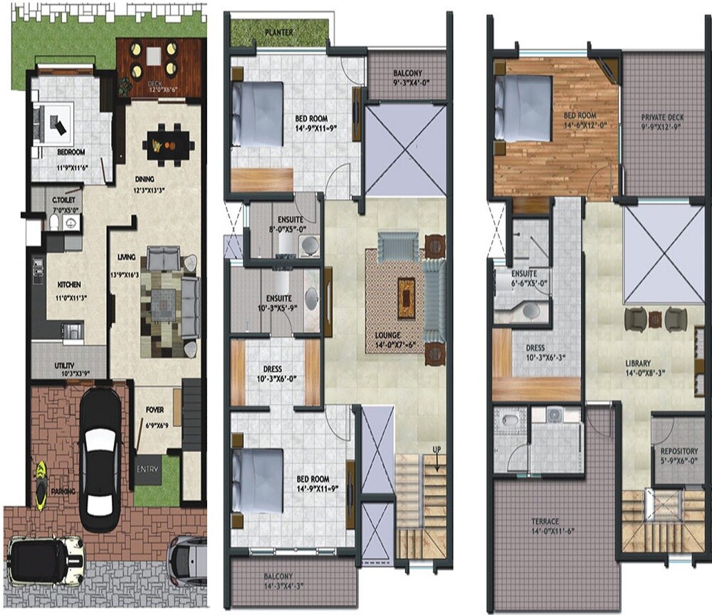 Floor plan of 4 BHK 3411 Sq. Ft. Villa in Unishire Esplanade, Bangalore