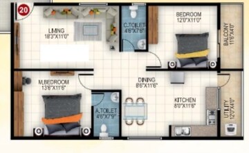  2 BHK Apartment at United Blossom, Doddabanahalli – for Rent