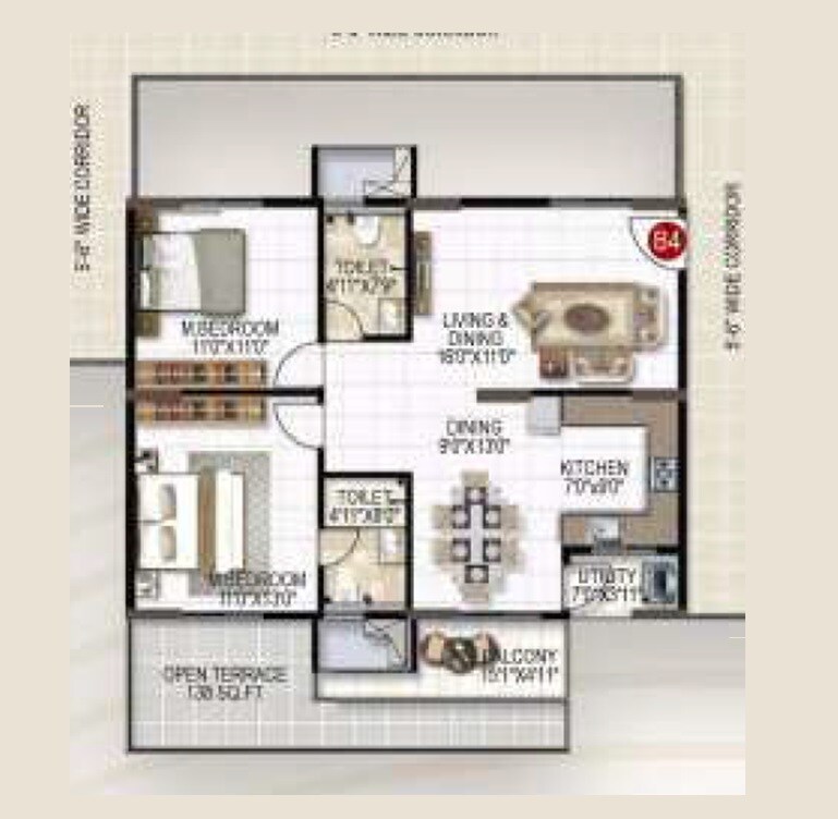 2 BHK 1295 Sq. Ft. Apartment