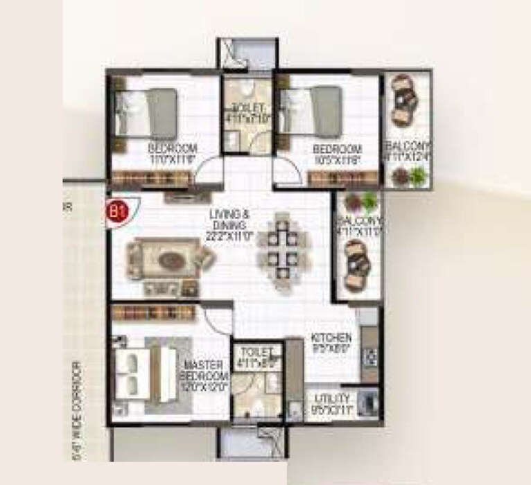 3 BHK 1425 Sq. Ft. Apartment