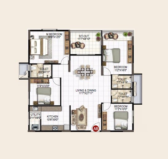 4 BHK 2230 Sq. Ft. Apartment