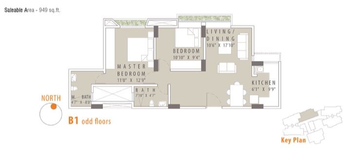 Floor plan of 2 BHK 931 Sq. Ft. Apartment in Universal Nivasa Apartment, Bangalore