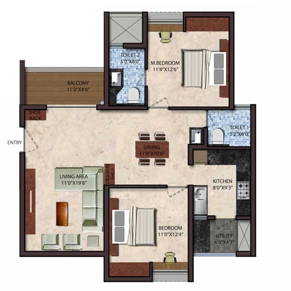 2 BHK 1167 Sq. Ft. Apartment