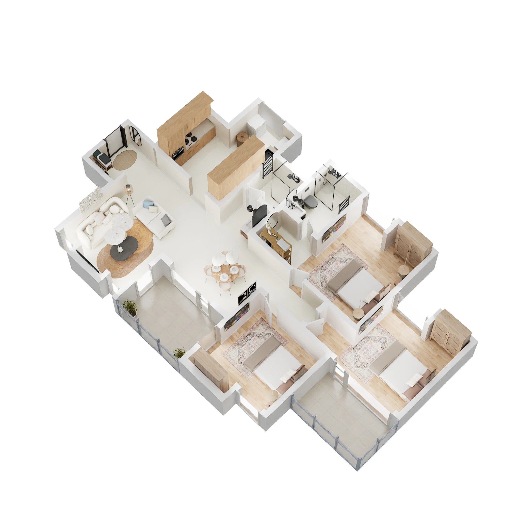 Floor plan of 3 BHK 1630 Sq. Ft. Apartment in Urban Poetry Of Earth, Bangalore