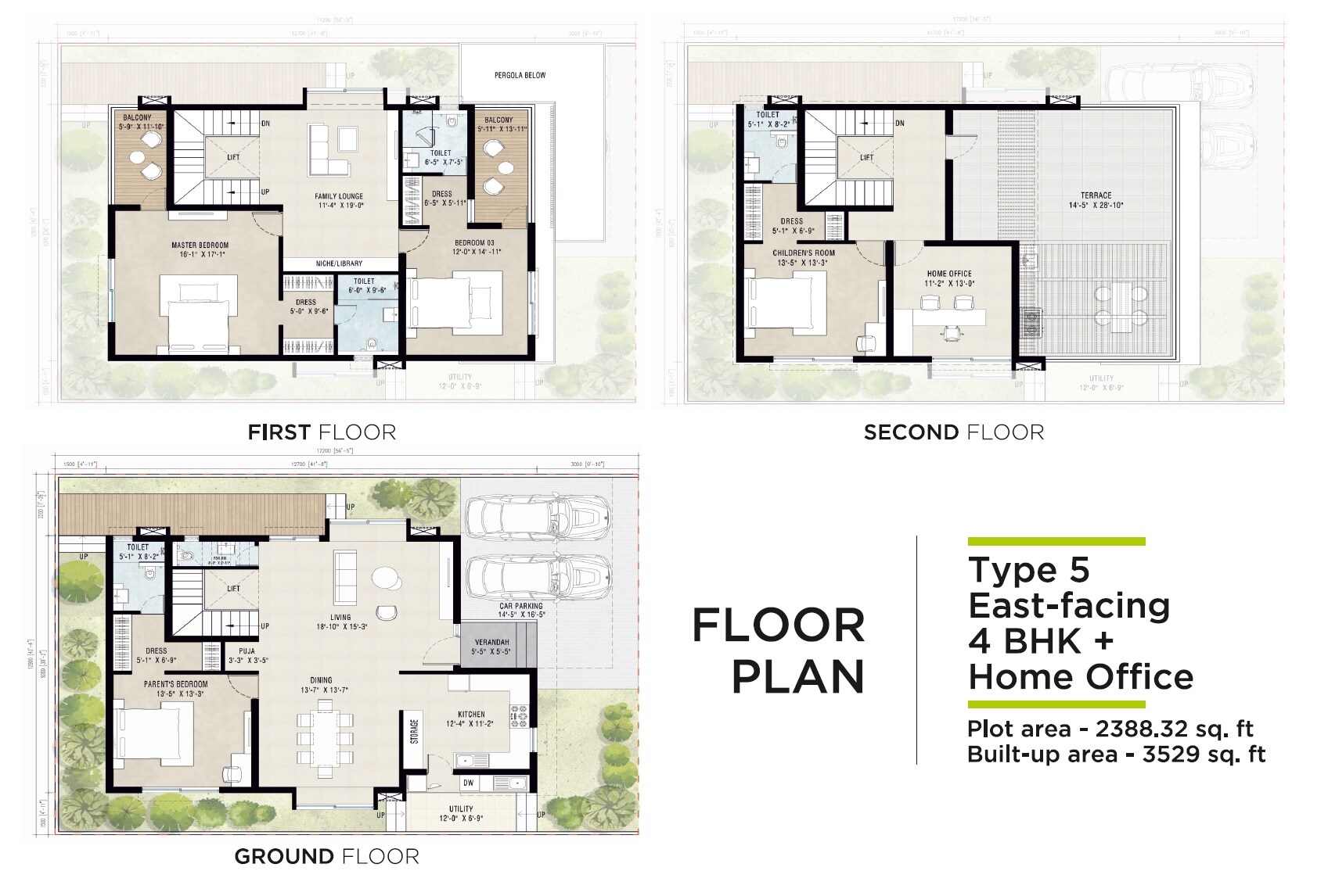 Floor plan of 4 BHK 3529 Sq. Ft. Villa in Urbanrise Paradise On Earth, Bangalore