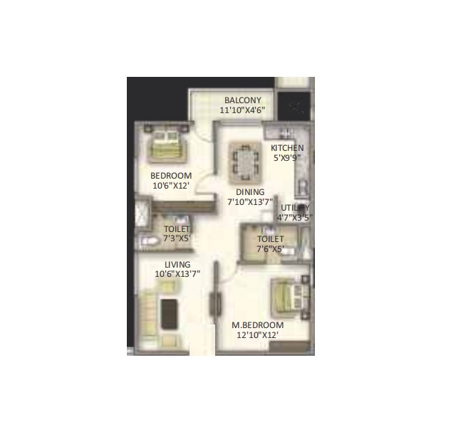 2 BHK 1033 Sq. Ft. Apartment in V Classic