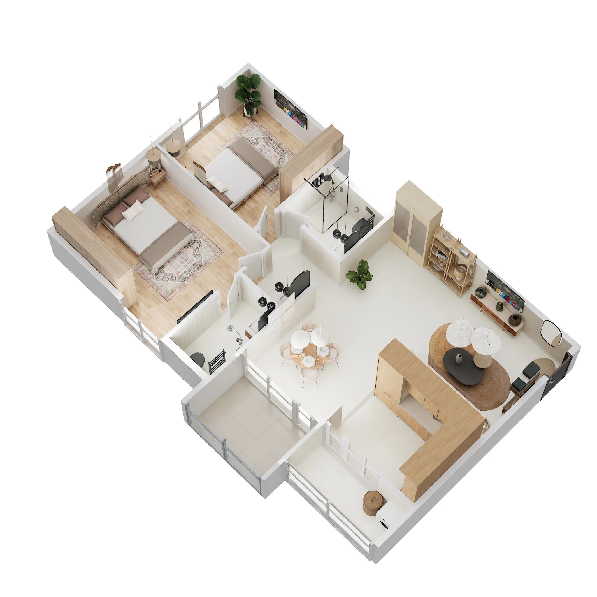 Floor plan of 2 BHK 1280 Sq. Ft. Apartment in V2 Vajra Elegance, Bangalore