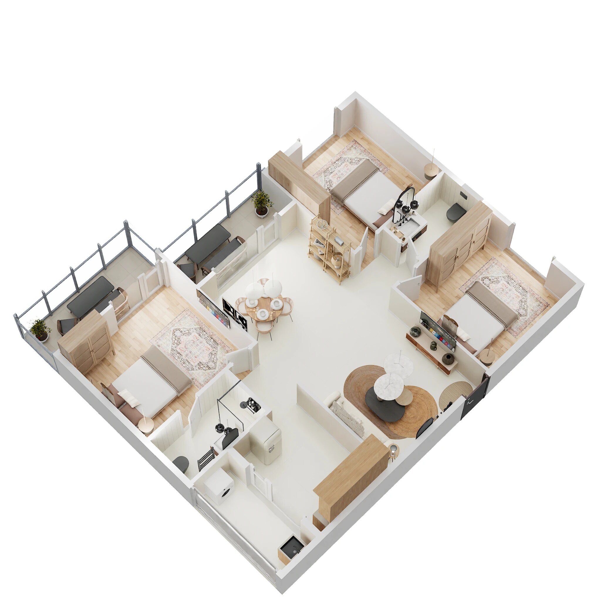 Floor plan of 3 BHK 1500 Sq. Ft. Apartment in V2 Vajra Elegance, Bangalore