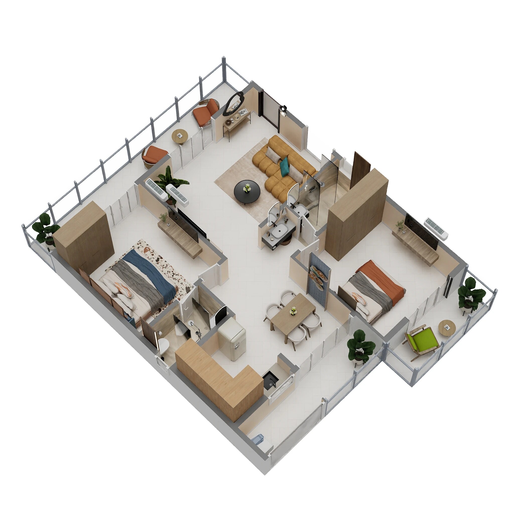 Floor plan of 2 BHK 1140 Sq. Ft. Apartment in Vaarahi Vivarea, Bangalore