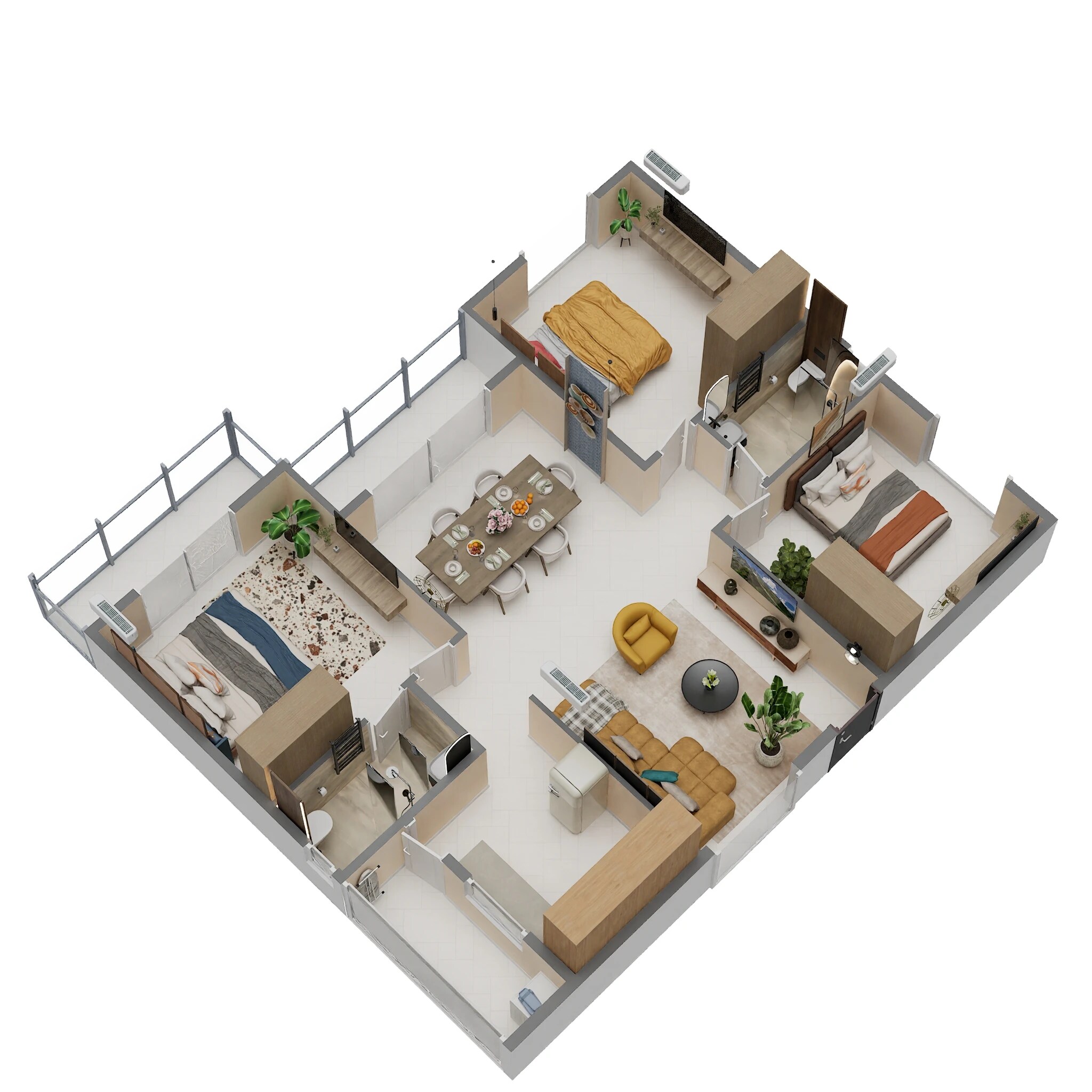 Floor plan of 3 BHK 1390 Sq. Ft. Apartment in Vaarahi Vivarea, Bangalore